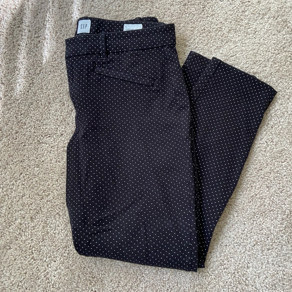 Gap Signature Ankle Pant, Size 6, Black w/ White Polka Dots